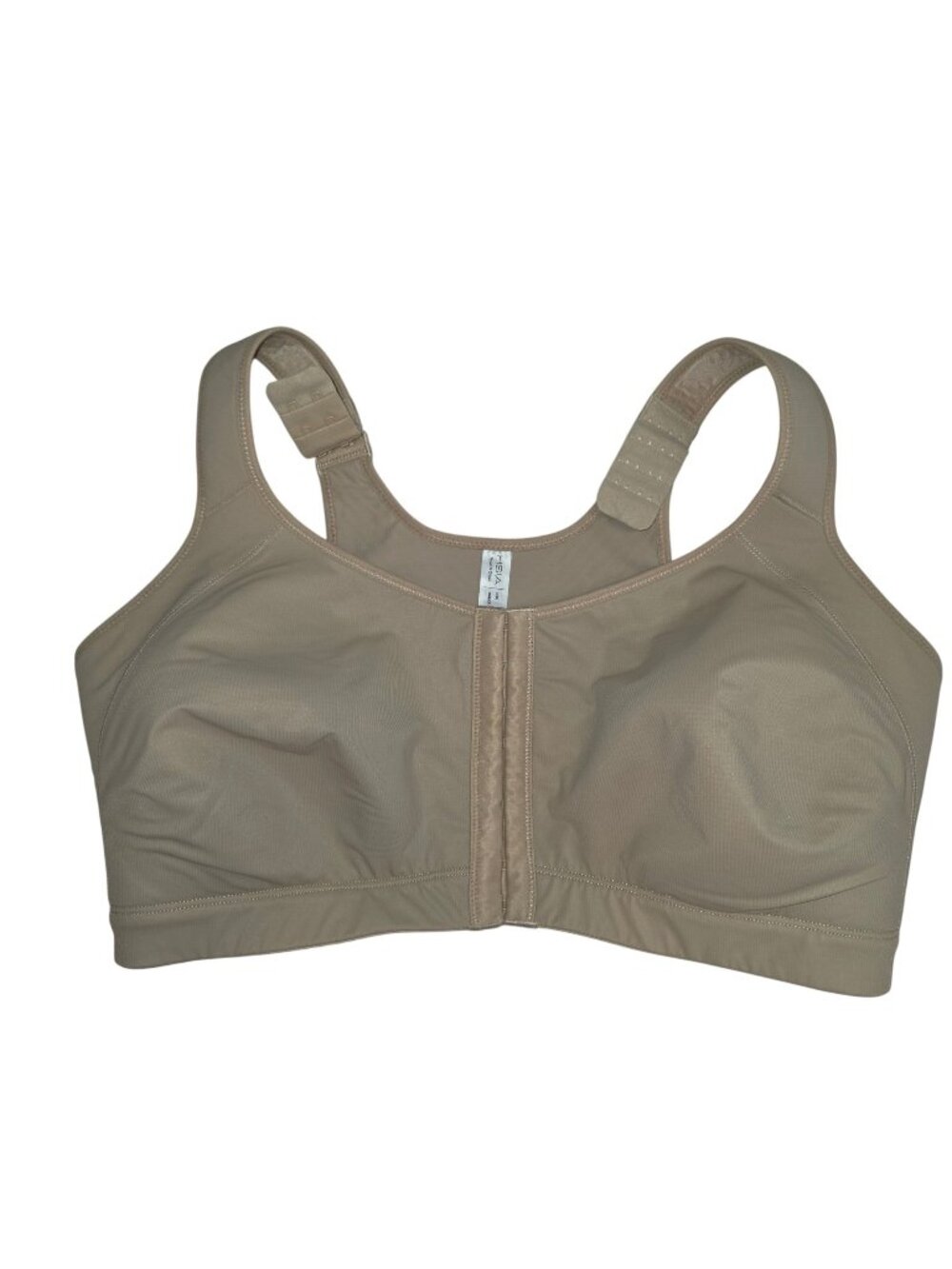 HSIA Beige Sports Bra 380DDD Front Closure Adjustable Straps Seamless Back Suppo